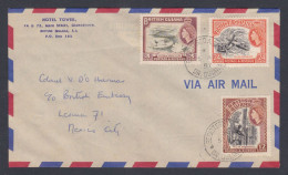 British Guiana 1957 Used Airmail Cover To British Embassy, Mexico, Lilies, Bauxite Iron Mining, Mine, Lily, Flowers - Guayana Británica (...-1966)