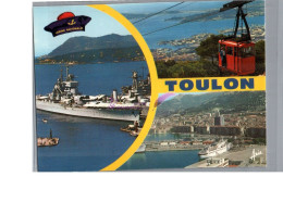 TOULON 83 - Souvenir Bateau De Guerre Le Téléphérique Cabine Rouge Le Port Bonnet Pompon Marin Marine Nationale - Toulon