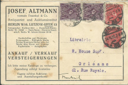 ALLEMAGNE  CARTE 24 D BERLIN POUR ORLEANS ( LOIRET ) DE 1922  LETTRE COVER - Brieven En Documenten