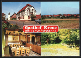 AK Röttbach / Spessart, Gasthof Krone, Innenansicht, Ortspartie Mit Jesuskreuz  - Other & Unclassified