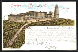 Lithographie Brocken, Brocken-Hotel Und Aussichtsturm  - Sonstige & Ohne Zuordnung