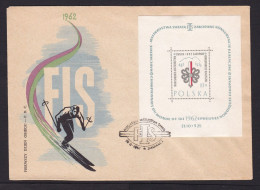 Poland: FDC First Day Cover, 1962, 1 Stamp, Souvenir Sheet, Championship Skiing, Ski Sports (traces Of Use) - Cartas & Documentos