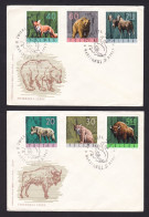 Poland: 3x FDC First Day Cover, 1965, 9 Stamps, Wild Forest Animals, Fox, Badger, Wolf, Bear, Deer (minor Creases) - Lettres & Documents