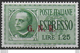 1943 Repubblica Sociale Espressi Lire 1,25 Var MNH Sassone N. 19/IIIk - Other & Unclassified