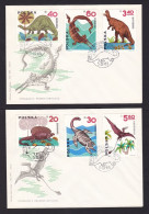 Poland: 4x FDC First Day Cover, 1965, 10 Stamps, Dinosaur, Prehistoric Animals, History, Animal (traces Of Use) - Covers & Documents