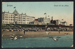 AK Borkum, Strand Mit Hotels  - Borkum