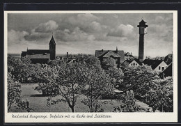 AK Wangerooge, Dorfplatz Mit Ev. Kirche Und Leuchtturm  - Wangerooge