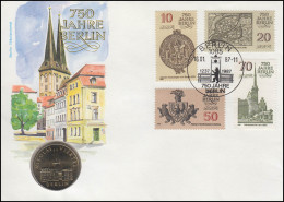 DDR-Numisbrief 750 Jahre Berlin Nikolai-Viertel 5-M-Gedenkmünze, FDC 16.1.1987 - Sobres Numismáticos