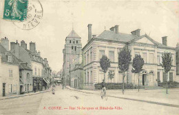 58 - Cosne Cours Sur Loire - Rue Saint Jacques Et Hotel De Ville - Animée - CPA - Oblitération De 1910 - Etat Pli Visibl - Cosne Cours Sur Loire