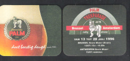 Bierviltje - Sous-bock - Bierdeckel PALM - DOET BEESTIG DEUGD - TREKPARADE BRUSSEL-AMSTERDAM 13 TOT 28  JULI 1996(B 242) - Bierviltjes