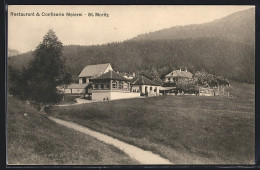 AK St. Moritz, Blick Auf Restaurant-Confiserie Meierei  - Otros & Sin Clasificación