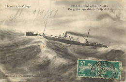 - Paquebots - Ref-716- Paquebot " Marechal Bugeaud " Par Grosse Mer - Golfe Du Lion - Souvenir De Voyage - - Passagiersschepen