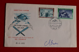 Signed Chris Bonington 1978 Nepal FDC 25th Aniv First Ascent Of Everest Himalaya Mountaineering Escalade Alpinism - Sportspeople