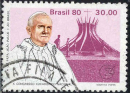 Brésil Poste Obl Yv:1431 Mi:1775 Joao Paulo II Cathédrale De Brasilia (TB Cachet Rond) - Usados