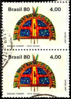 Brésil Poste Obl Yv:1415 Mi:1761 Mascara Tapirapé Mato Grosso Paire (Beau Cachet Rond) - Gebraucht