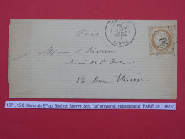 FRANCE  LETTRE  1875 ETOILE DE PARIS N° 30 A METZ    + CERES 15C + AFF. INTERESSANT+DP14 - 1849-1876: Classic Period