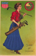 STATE OF INDIANA UNE GOLFEUSE CARTE GAUFFREE - 1900-1949