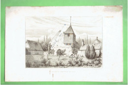 COMMUNE DE HOUX EN EURE ET LOIR EGLISE ET CIMETIERE VERS 1855 GRAVURE ANCIENNE - Centre - Val De Loire