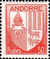 Andorre (F) Poste N* Yv: 96 Mi:98 Armoiries D'Andorre (Trace De Charnière) - Unused Stamps