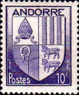 Andorre (F) Poste N* Yv: 93 Mi:95 Armoiries D'Andorre (Trace De Charnière) - Nuevos