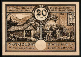 Notgeld Stützerbach 1921, 20 Pfennig, Alte Glashütte, Glasindustrie Der Neuzeit  - [11] Emisiones Locales