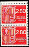 Andorre (F) Poste N** Yv:435 Mi:458 Armoiries Paire Bord De Feuille Carnet - Unused Stamps