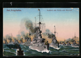 AK Kiel, Kriegshafen, Ausfahrt Der Flotte Zum Manöver  - Warships