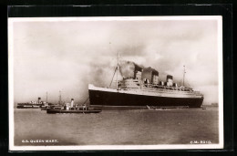 AK Passagierschiff Queen Mary Liegt Vor Anker  - Paquebots