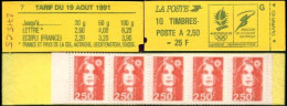 France Carnet N** Yv:2715-C5 Albertville 92 10x2,50F Briat Rouge G (Fermé) Conf.7 - Autres & Non Classés