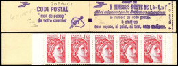 France Carnet N** Yv:2059-C1 Code Postal 5x1,30F Sabine Rouge Sans N.conf. (Ouvert) - Andere & Zonder Classificatie