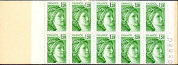 France Carnet N** Yv:2101-C1 Code Postal 20x1,20F Sabine Vert Conf.8 Ouvert N°03880 - Andere & Zonder Classificatie