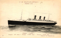 Paquebot "Paris" Compagnie Generale Transatlantique French Line - Passagiersschepen