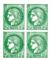 Lot 716 France N°375 Réimpression Bloc De 4 Cérès - Otros & Sin Clasificación