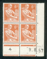 Lot C038 France Coin Daté Moissonneuse N°1115 (**) - 1950-1959