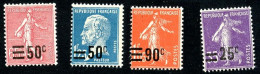 Lot Z837 Type Semeuse Et Pasteur Surchargés, 4 Timbres - 1906-38 Säerin, Untergrund Glatt