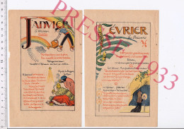 6 Vues 1933 Lot De Gravures Thème Mois De L'année Janvier Février Mars Avril Mai Juin Etc Arrosoir Signes Astrologiques - Non Classés