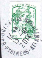 France Poste AA Obl Yv: 858 Mi:5635yBc Marianne & La Jeunesse Lettre Verte (TB Cachet à Date) Sur Fragment - Used Stamps