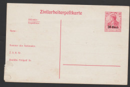 Entier Carte Postale Pour Travailleurs Civils .  1918 . - Sonstige & Ohne Zuordnung