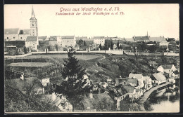 AK Waidhofen A. D. Th., Ortsansicht, Kirche, Uferhäuser  - Other & Unclassified