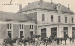 CARTE POSTALE ORIGINALE ANCIENNE : MONTLUCON  LA GARE ANIMEE ALLIER (03) - Montlucon