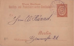 NEUE BERLINER OMNIBUS U. PACKETFAHRT ACTIEN-GESELLSCHAFT : 1890 : Gelaufen Kartenbrief/Travelled Lettercard. - Andere & Zonder Classificatie