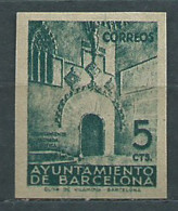 Barcelona Correo 1938 Edifil 20s ** Mnh Sin Dentar Puerta Gótica Del Ayuntamien - Barcellona