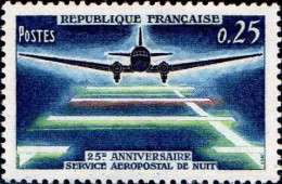 France Poste N** Yv:1418 Mi:1471 Service Aeropostal De Nuit (Thème) - Flugzeuge