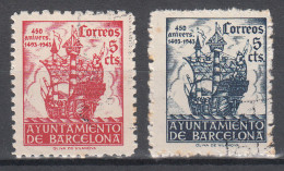 Barcelona Correo 1943 Edifil 49/50 Usado - Colón - Barcelona