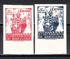 Barcelona Correo 1943 Edifil 49/50s ** Mnh Sin Dentar. Colón - Barcelone