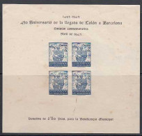 Barcelona Correo 1943 Edifil 52s (*) Mng Hoja Sin Dentar. Colón - Barcelona