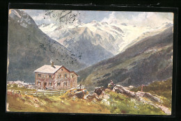 Künstler-AK Edward Theodore Compton: Starkenburger Hütte Vor Bergpanorama  - Compton, E.T.