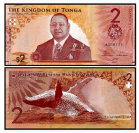 Tonga 2 Paʻanga 2023 2024 P 50 NEW Design Whale UNC Banknotes - Tonga