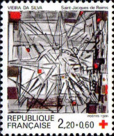 France Poste N** Yv:2449 Mi:2582A Viera Da Silva St-Jacques De Reims Vitrail (Thème) - Croix-Rouge