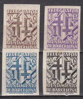 Barcelona Telegrafos 1941 Edifil 13/16s ** Mnh Escudo - Barcelone